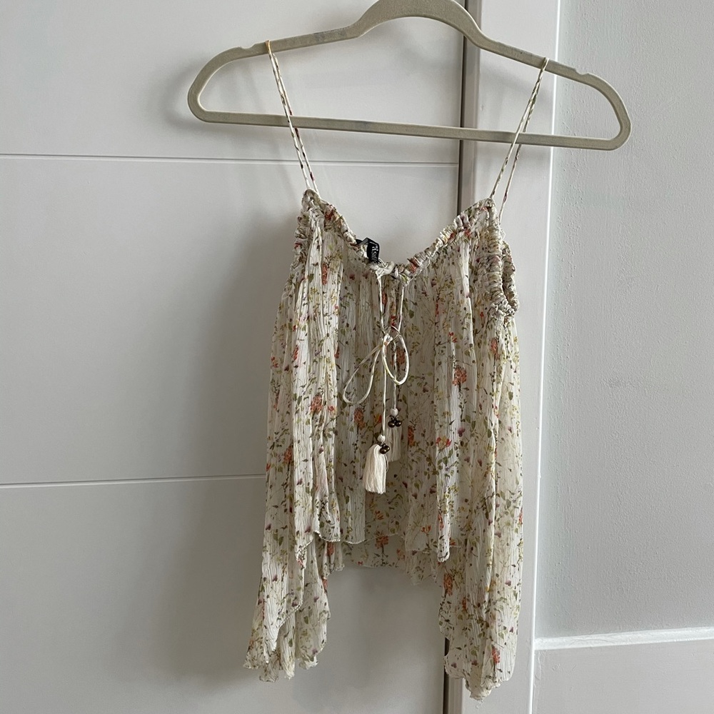 Gypsy05 Sheer Chiffon Floral Tank Small